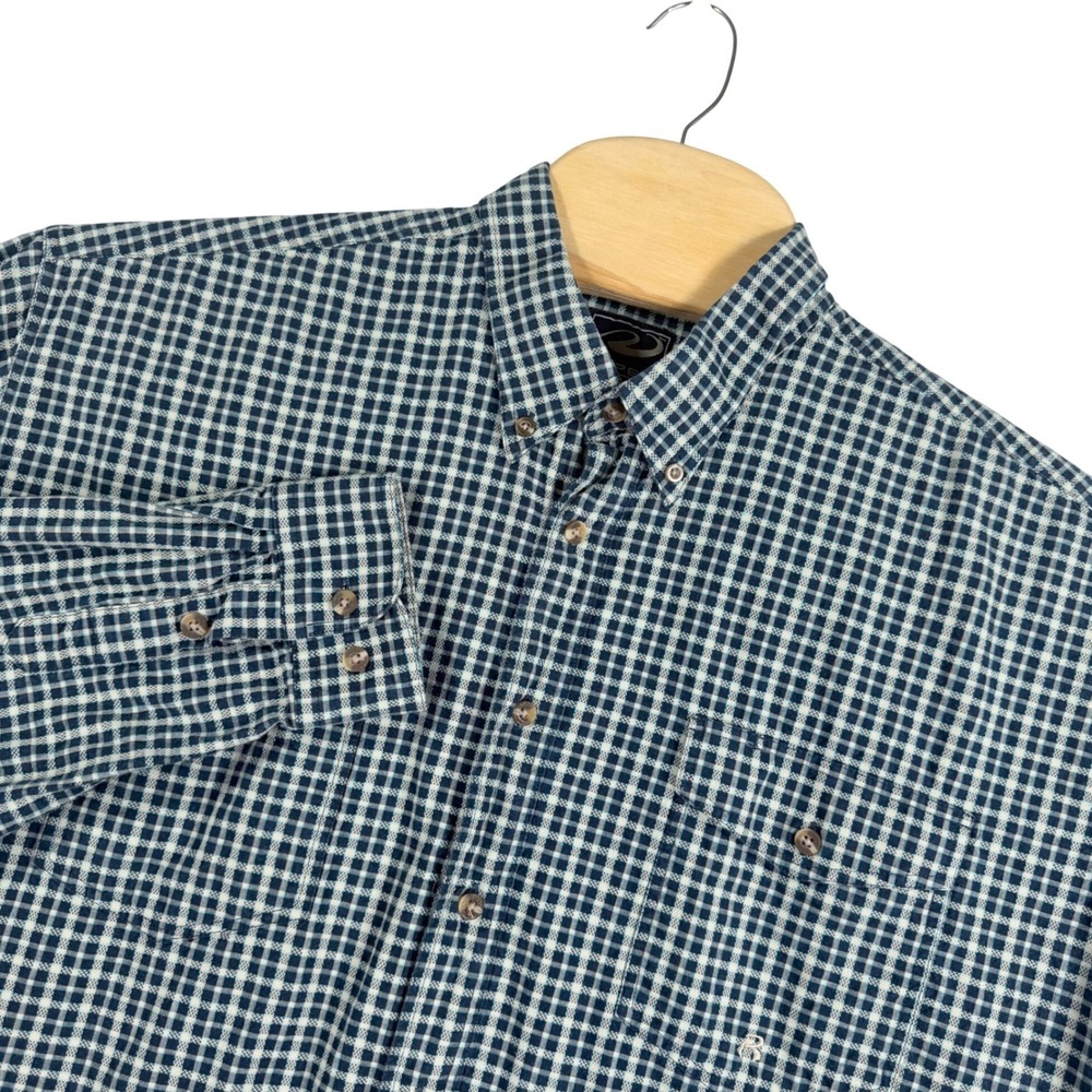 Roper Button Down Shirt Mens XLT Navy Tan Plaid Cotton Western Long Sleeve
